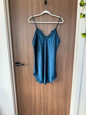 VTG Intimate Affair California Silky Teal Babydoll Dress